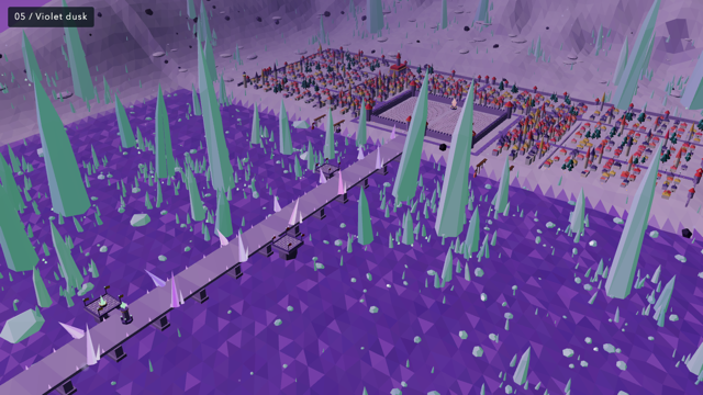 Amethyst Cathedral Span: Crystal basin under violet dusk light