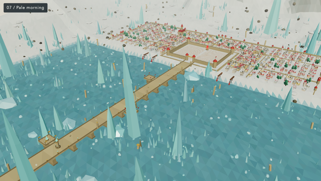 Sunken Dynasty Ruins: Frozen ruin field under pale morning light
